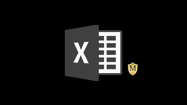 Schwarzes Excel-Logo mit M-Abzeichen - Kurs: Microsoft Excel Masterclass - einfach & schnell zum Experten