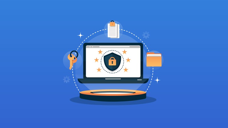 Computer mit Schloss und verschlüsselter Datei - Kurs: Sicherheit und Privatsphäre im Internet für Einsteiger