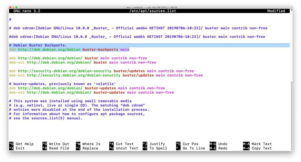 Editieren der apt sources.list Datei zum Einstellen der Linux Repositories