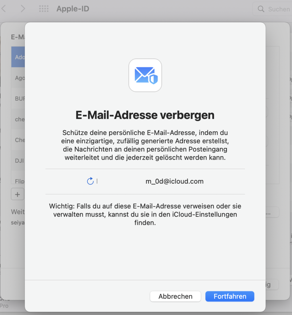 E-Mail-Adresse verbergen mit Apple