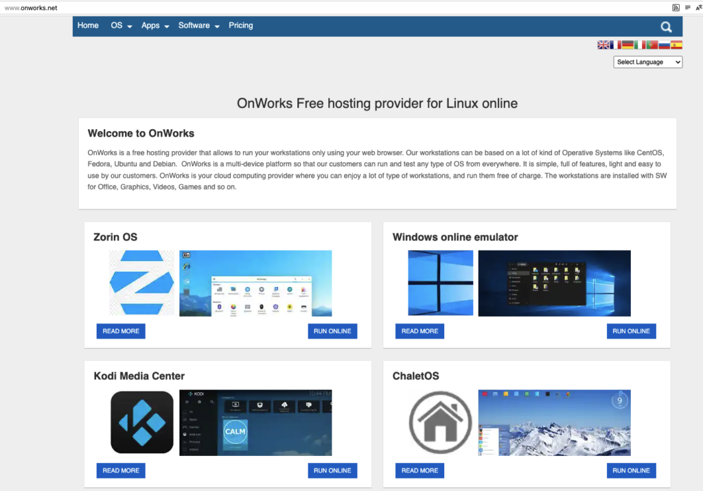 Webseite Onworks - Free hosting provider for Linux online