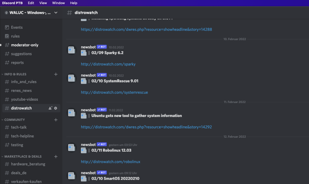 Screenshot des Discord-Servers von Rene Fürst