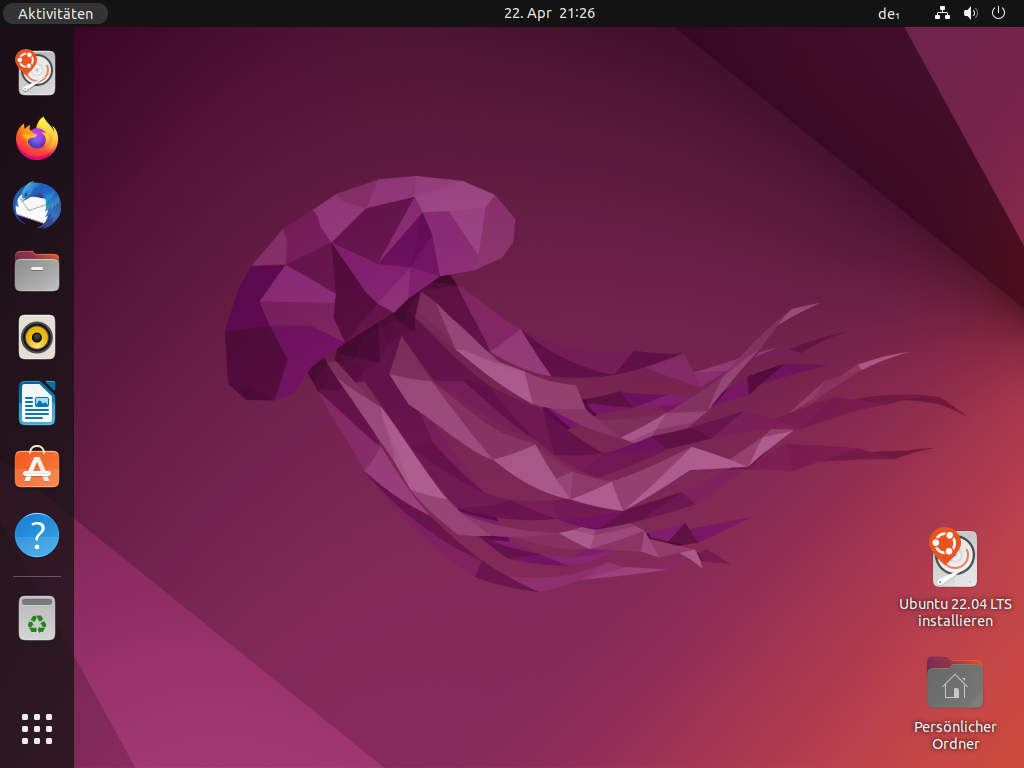 Ubuntu 22.04 LTS Jammy Jellyfish Dekstop