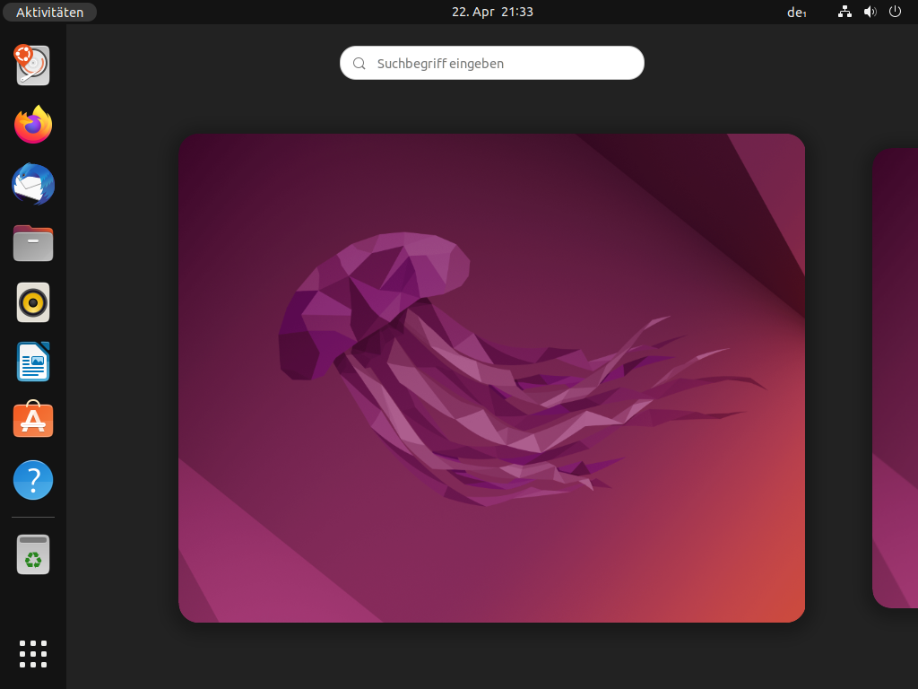 Ubuntu 22.04 LTS Jammy Jellyfish Schreibtisch