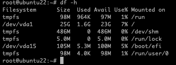Befehlsausgabe von disk free im Linux-Terminal