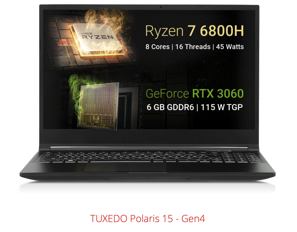 Tuxedo Polaris 15 Gen4 mit Ryzen 7 6800H und GeForce RTX 3060