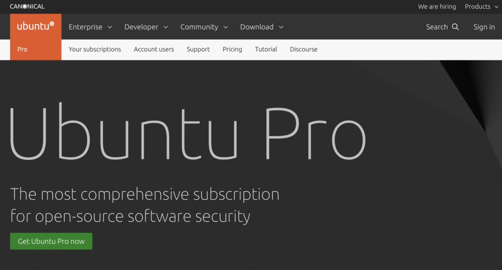 Ubuntu Pro Webseite