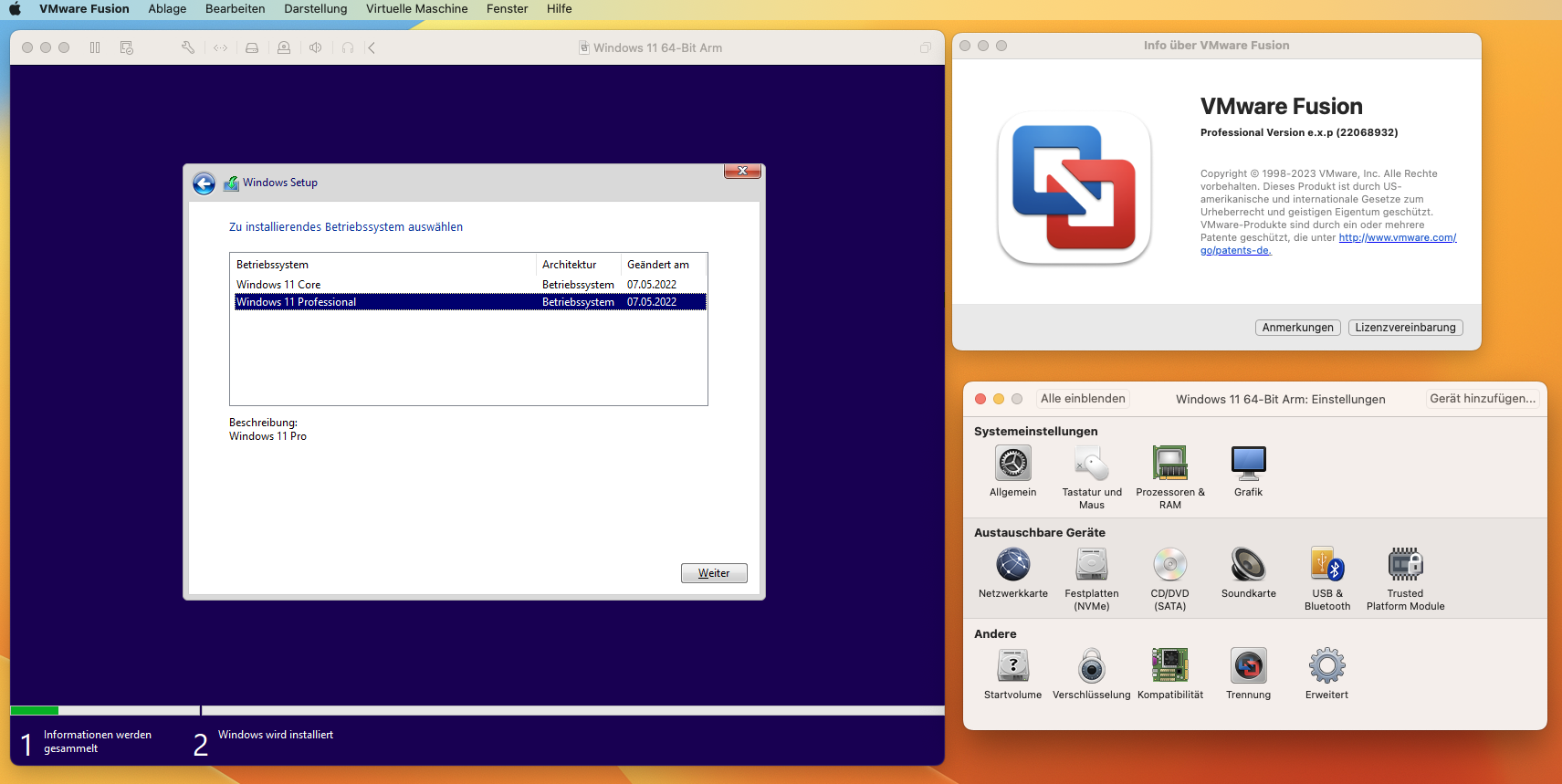 Windows Setup mit VMware Fusion unter macOS