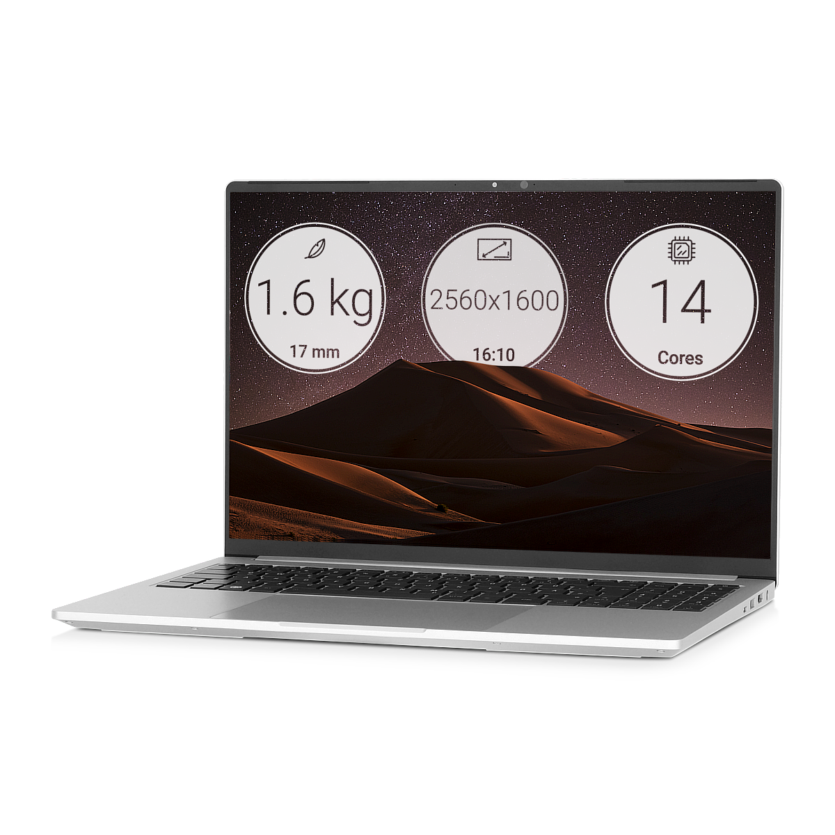 Tuxedo InfinityBook Pro 16 mit Spezifikationen: 1.6 kg, 2560x1600 Auflösung und 14 Kernen