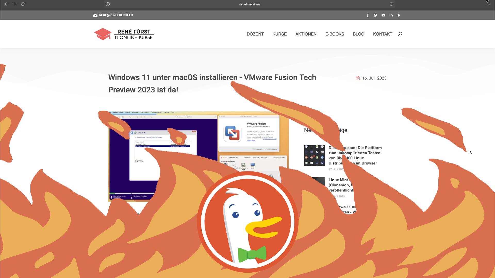 Vergleich: Chrome im Hintergrund, Feuer mit DuckDuckGo-Logo im Vordergrund - Beitrag: Von Chrome zum DuckDuckGo Private Browser: Der Weg zu mehr Privatsphäre im Internet