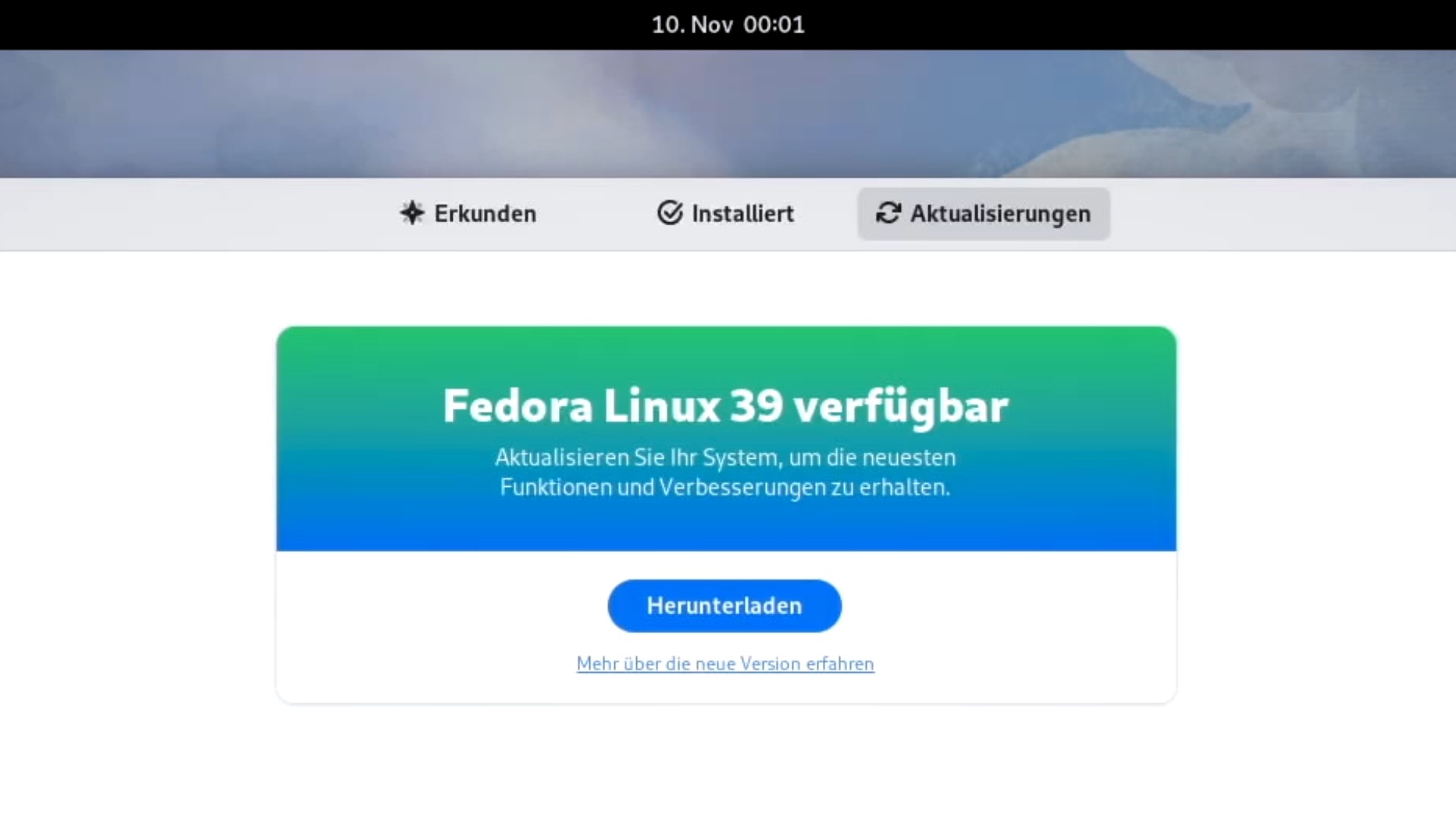 Fedora 39 Aktualisieren